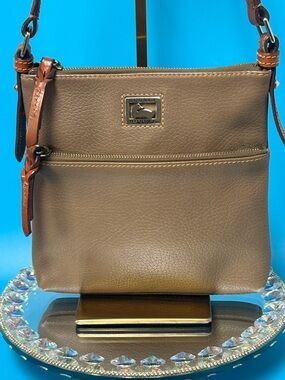 Dooney & Bourke Taupe Crossbody with Brown Trim